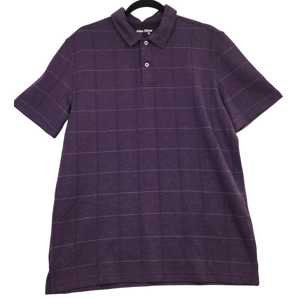 Allen Oliver Casual Preppy Retro Minimalist Plaid 1/4 Button Golf Polo Shirt M